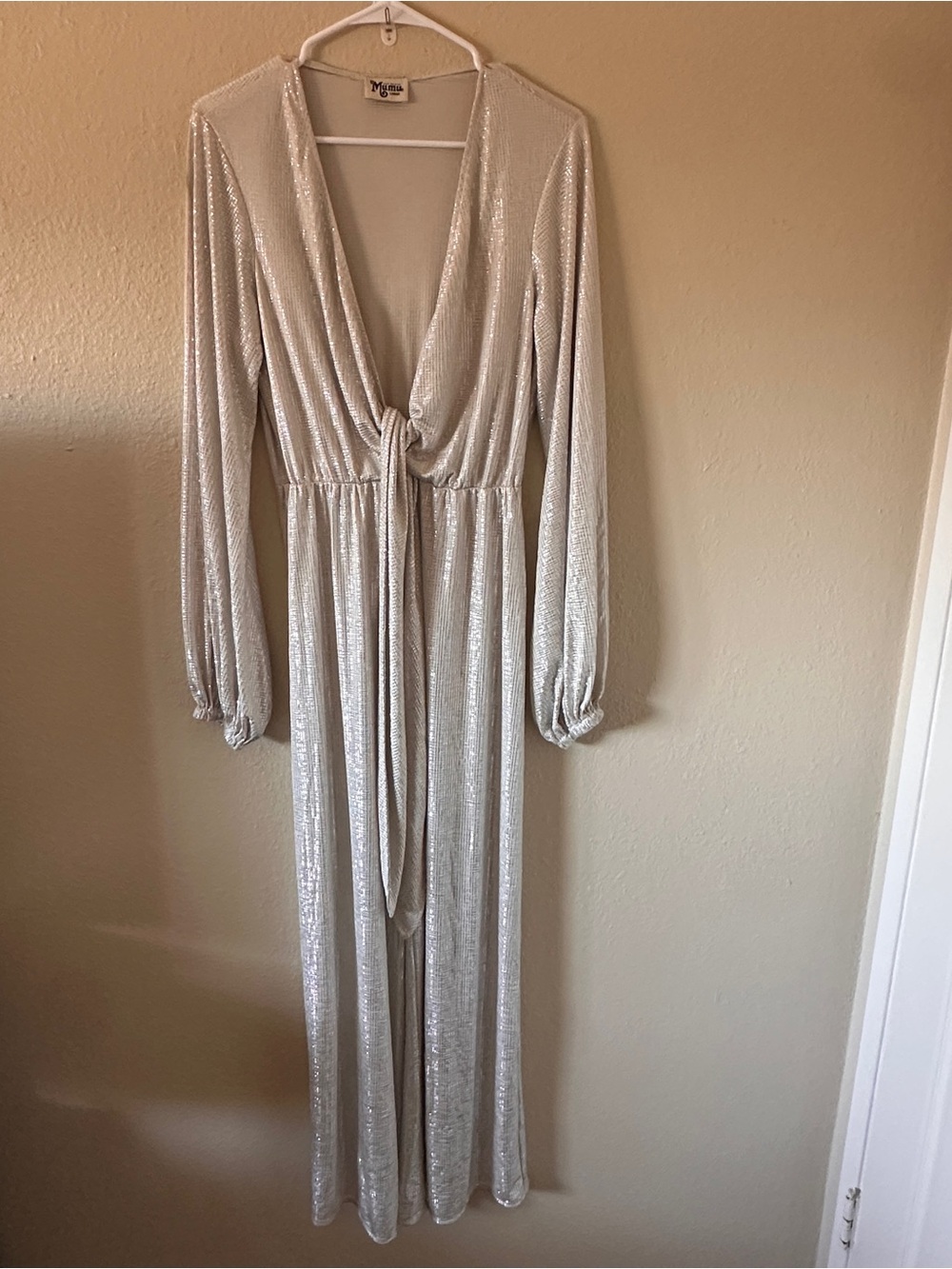 Show me your mumu Martina wrap jumpsuit metallic size Large wide leg